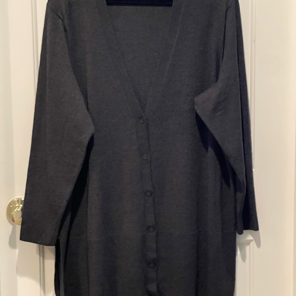 Dark Gray Button-Up Cardigan